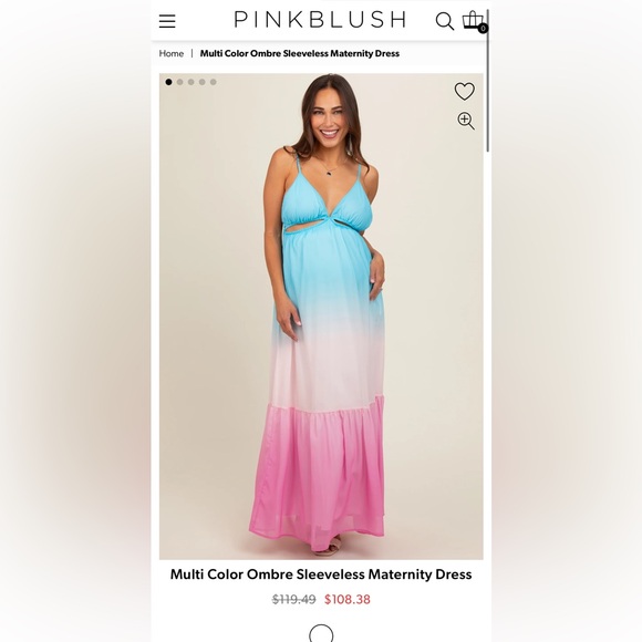 Multi Color Ombre Sleeveless Maternity Dress Pink Blush - Picture 1 of 4
